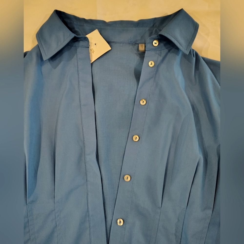 Elie Tahari Megan Markle Button Down French Blue Shirt  Midi Dress Sz 6 - Picture 15 of 16